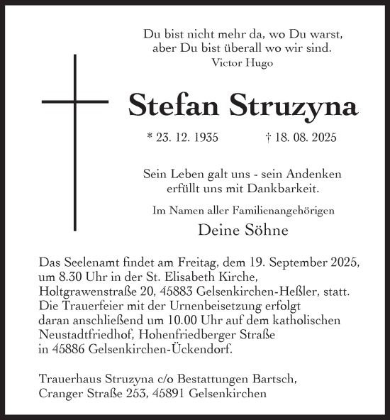 Traueranzeige von Stefan Struzyna von Tageszeitung