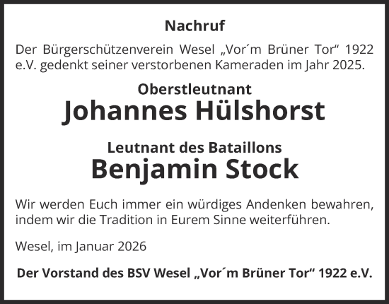 Traueranzeige von Benjamin Stock von Tageszeitung