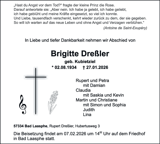 Traueranzeige von Brigitte Dreßler von Tageszeitung