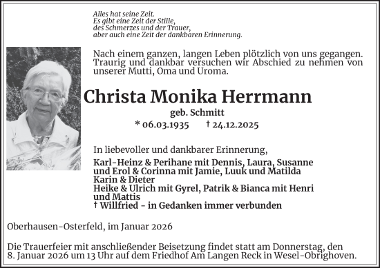 Traueranzeige von Christa Monika Herrmann von Tageszeitung