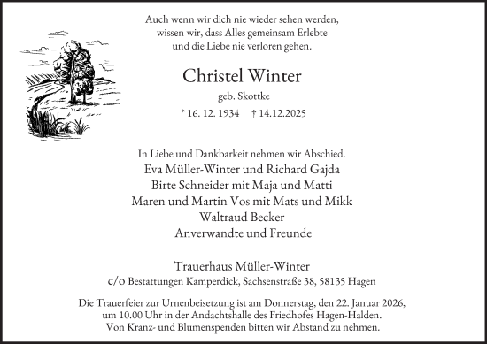 Traueranzeige von Christel Winter von Tageszeitung