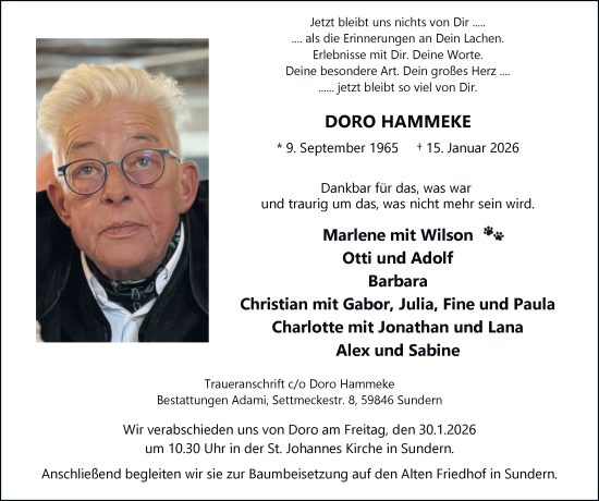Traueranzeige von Doro Hammeke von Tageszeitung