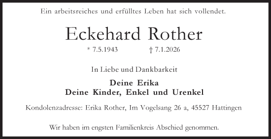 Traueranzeige von Eckehard Rother von Tageszeitung