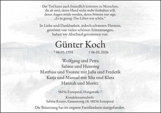 Traueranzeige von Günter Koch von Tageszeitung