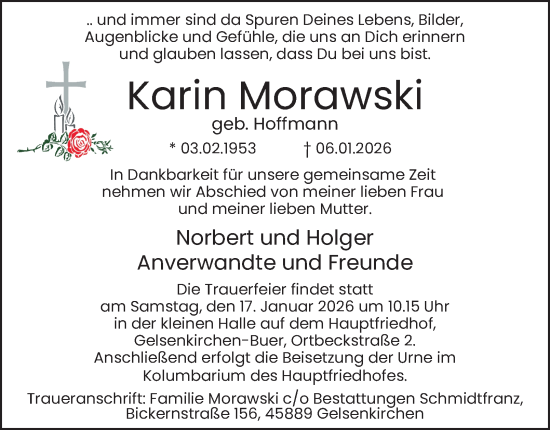 Traueranzeige von Karin Morawski von Tageszeitung