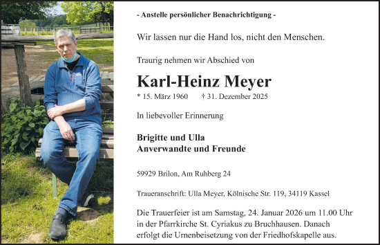 Traueranzeige von Karl-Heinz Meyer von Tageszeitung