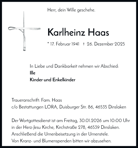 Traueranzeige von Karlheinz Haas von Tageszeitung