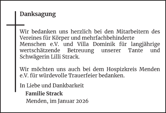 Traueranzeige von Lilli Strack von Tageszeitung