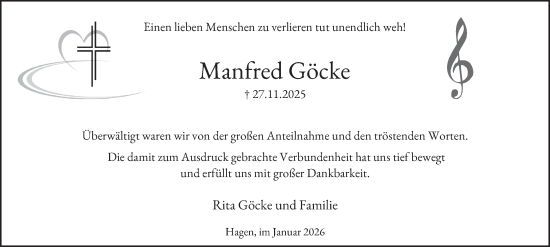 Traueranzeige von Manfred Göcke von Tageszeitung