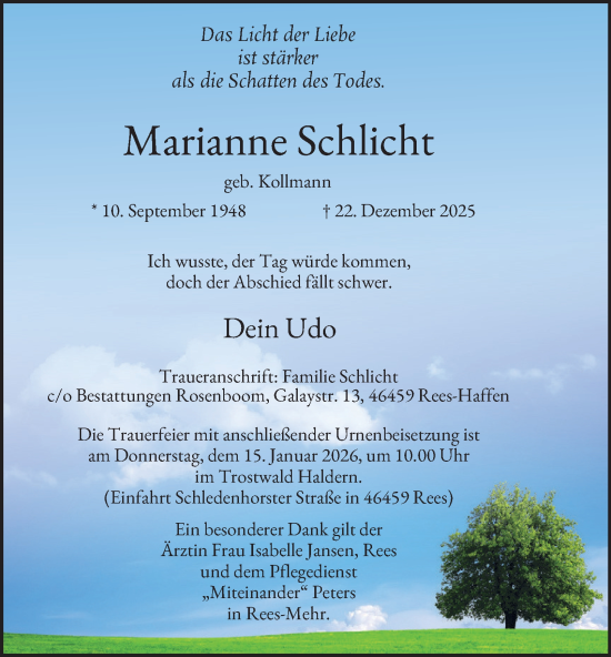 Traueranzeige von Marianne Schlicht von Tageszeitung