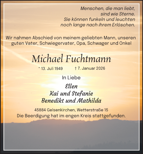 Traueranzeige von Michael Fuchtmann von Tageszeitung