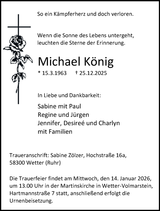 Traueranzeige von Michael König von Tageszeitung