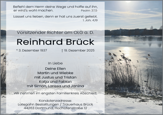 Traueranzeige von Reinhard Brück von Tageszeitung