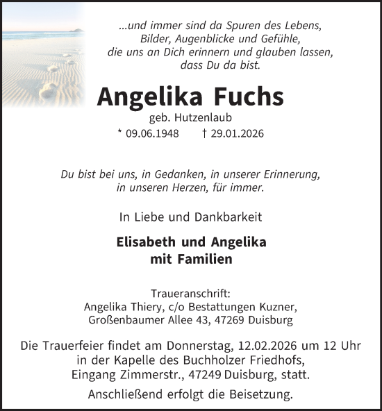 Traueranzeige von Angelika Fuchs von Tageszeitung