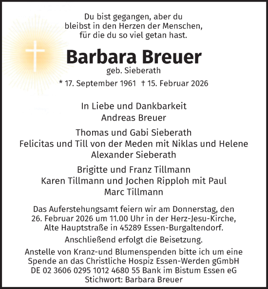 Traueranzeige von Barbara Breuer von Tageszeitung
