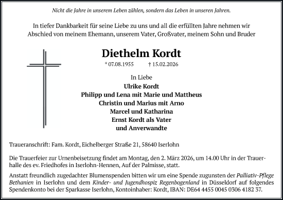 Traueranzeige von Diethelm Kordt von Tageszeitung