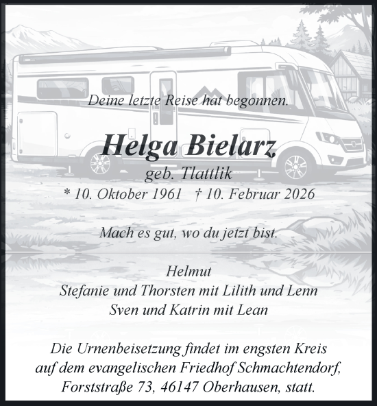 Traueranzeige von Helga Bielarz von Tageszeitung