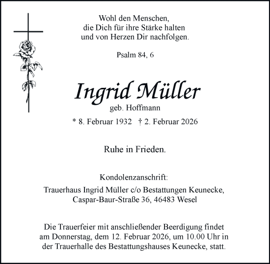 Traueranzeige von Ingrid Müller von Tageszeitung