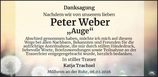 Traueranzeige von Peter Weber von Tageszeitung