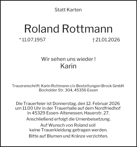 Traueranzeige von Roland Rottmann von Tageszeitung