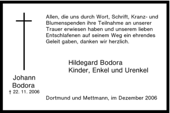 Traueranzeige von Hildegard Bodora von Tageszeitung