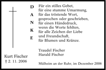 Traueranzeige von Kurt Fischer von Tageszeitung