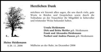 Traueranzeige von Heinz Heidemann von Tageszeitung