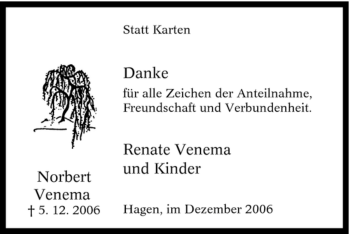 Traueranzeige von Norbert Venema von Tageszeitung