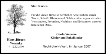 Traueranzeige von Hans-Jürgen Wermke von Tageszeitung