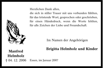 Traueranzeige von Manfred Helmholz von Tageszeitung