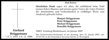 Traueranzeige von Gerhard Brüggemann von Tageszeitung