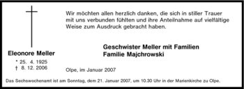 Traueranzeige von Eleonore Meller von Tageszeitung