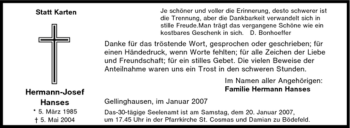 Traueranzeige von Hermann-Josef Hanses von Tageszeitung