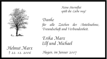 Traueranzeige von Helmuth Marx von Tageszeitung