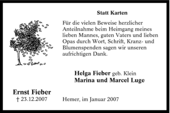Traueranzeige von Ernst Fieber von Tageszeitung