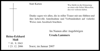 Traueranzeige von Heinz-Eckhard Moll von Tageszeitung