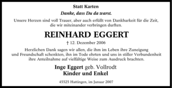 Traueranzeige von Reinhard Eggert von Tageszeitung