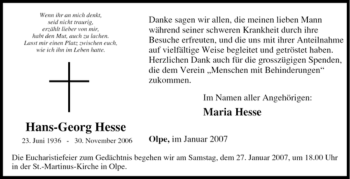 Traueranzeige von Hans-Georg Hesse von Tageszeitung