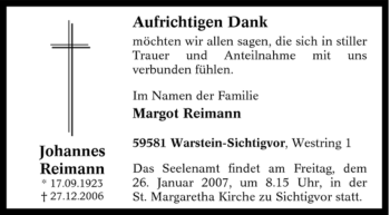 Traueranzeige von Johannes Reimann von Tageszeitung