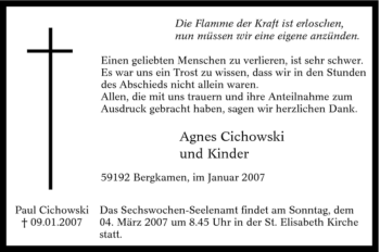 Traueranzeige von Paul Cichowski von Tageszeitung