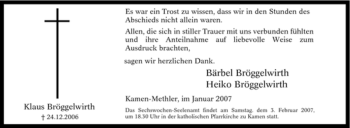 Traueranzeige von Klaus Bröggelwirth von Tageszeitung