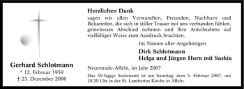 Traueranzeige von Gerhard Schlotmann von Tageszeitung