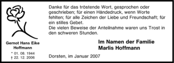Traueranzeige von Gernot Hans Eike Hoffmann von Tageszeitung