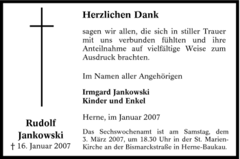 Traueranzeige von Rudolf Jankowski von Tageszeitung