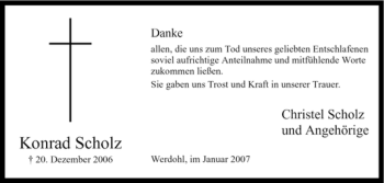 Traueranzeige von Konrad Scholz von Tageszeitung