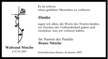 Traueranzeige von Waltraud Nitsche von Tageszeitung