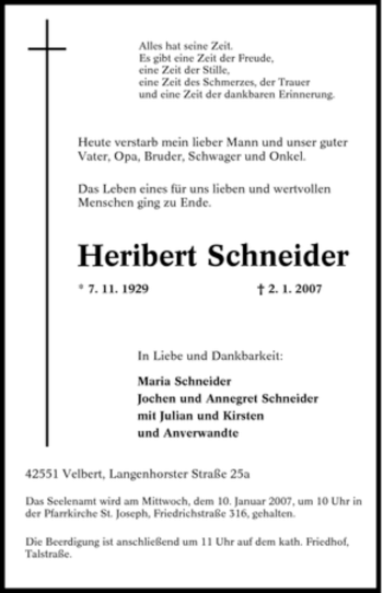 Traueranzeige von Heribert Schneider von Tageszeitung