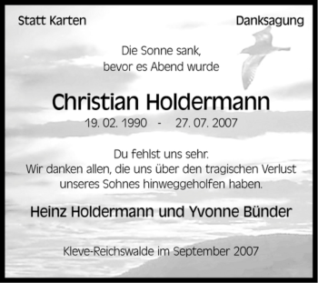 Traueranzeige von Christian Holdermann von Tageszeitung