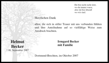Traueranzeige von Helmut Becker von Tageszeitung