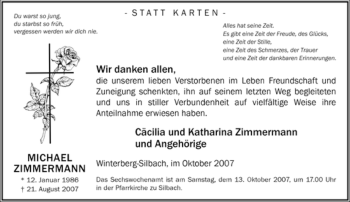 Traueranzeige von Michael Zimmermann von Tageszeitung